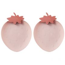 Ensoleille - Plateaux en plastique à la fraise Assiettes à collations Bols de cuisine, 2 assiettes en plastique en emballage de service Plateaux