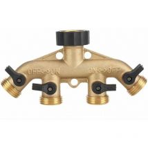Ensoleille - Répartiteur de Robinet de Jardin en Laiton Robuste 2 Voies, Adaptateur de raccord de Tuyau de 3/4'3/4' pour l'irrigation de Jardin (2