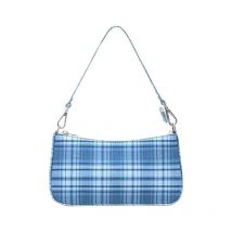 Ensoleille - Sac à aisselles à carreaux rétro Sac à aisselles pour femmes Petit sac à main en toile, sac à bandoulière vintage à la mode (Bleu)
