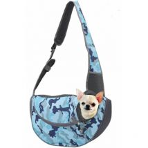 Sac pour animaux de compagnie Sac à bandoulière Sac de messager pour poitrine de chien Sortir sac pour animaux de compagnie portable Camouflage bleu