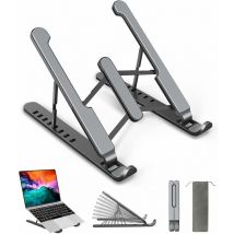 Support Ordinateur Portable, Support PC Portable à 8 Niveaux Réglables, Laptop Stand en Plastique & Silicone Antidérapant & Alliage d'Aluminium,