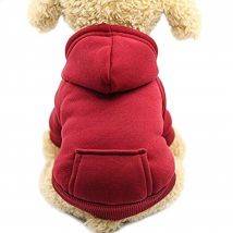 Sweat à Capuche pour Chat Vêtements pour Chien en Coton avec Manteau d'hiver et Poche extérieure,Pull de chien d'hiver pull à de Noël (Rouge,M)