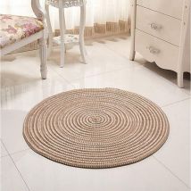 Ensoleille - Tapis tressé à la main - Rond - Pour le salon, la chambre à coucher, la salle de bain, la chambre d'enfant - Beige - 80 x 80