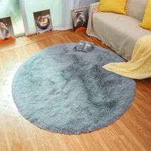Ensoleille Runder Shaggy-teppich 120x120 Cm Aus Weichem Grauem Samt Mit Filzrückseite – Optimaler Komfort Für Wohn- Und Schlafzimmer
