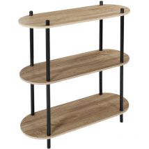 Entas - Etagère 3 Tablettes Ovales Aspect Bois Pieds Noirs