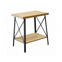 Homeness - Entrée rectangulaire Table de console rectangulaire avec structure en acier noir et étagère à double bois pour une ligne de finition lisse