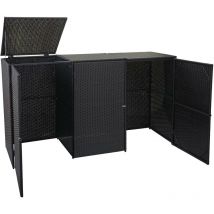 Mendler - Enveloppement pour 3 poubelles HWC-E25, box pour poubelles, revêtement, polyrotin 2x120l - noir