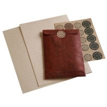 Enveloppes- 5 enveloppes peintes au feu + 16 feuilles de papier + autocollants