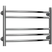 Eos Curved Heated Towel Rail 430mm h x 600mm w Polished Stainless Steel - Reina