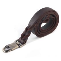 Eosnow - 1 pieza Collar y correa de cuero suave para perro con cadena trenzada para mascotas (2,5 x 120 cm)