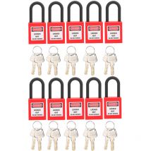 10 set di strumenti di sicurezza per l'isolamento di ingegneria industriale in nylon antipolvere con lucchetto da 38 mm per fabbricheRosso - Eosnow