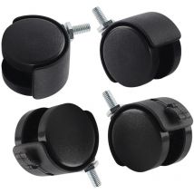 Prenfle - Eosnow 4 ruedas giratorias para muebles, sillas de oficina, ruedas de repuesto de nailon y plástico con freno, color negro