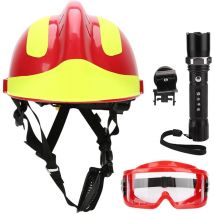 Eosnow Casques de sécurité de sauvetage, casque de Protection Anti-Impact pour pompiers avec lampe frontale et lunettes