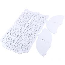 Eosnow - Estantería esquinera tallada hueca blanca de 4 niveles, estantería para almacenamiento de cosméticos, estantería para baño