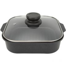 Eosnow - Poêle à gril multifonctionnelle d'extérieur, poêle antiadhésive en fonte d'aluminium de Style coréen avec couvercle
