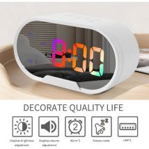 Eosnow - rgb led Digital despertador Digital 5.5 pulgadas Gran espejo Surfir Surfirs Electric Relojes para maquillaje con modo atenuación Volumen