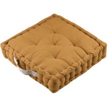 Epais coussin de sol en coton uni curry