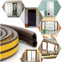 Stormguard - 10m Rubber Seal Draught Excluder Sticky Tape Foam WeatherStrip Door Window Brown