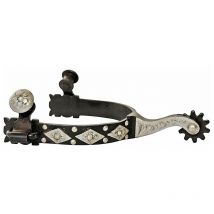 Eperons western en fer bruni serré avec motif losanges et strass