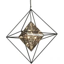 Epic Pendente a 6 luci in ferro forgiato, vetro