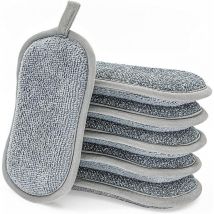 Ponge Vaisselle Lavable, 6 tampons grattants Non rayants Double Face La Cuisine antibactérienne en Microfibre éponge nettoie efficacement Toutes Les