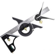 Querre à Combinaison 300mm, Équerres de charpentier, Règle d'angle en Acier Inoxydable, Équerre Combinée avec Niveau à Bulle et Tire-Lignes Pratique,