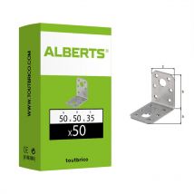 50 équerres d'assemblage 50 x 50 x 35mm galvanisé Alberts Gris
