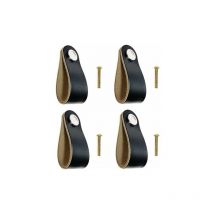 Poignee Cuir Tiroir 4pcs Poignées de Placard Noires Poignée en Cuir pour Meuble avec Vis de 22mm Poignée en cuir pour Armoire, Cuisine et Porte