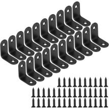 Equerre De Fixation Noir Angle Droit Support En Forme De L Metalliques Equerres Avec Vis Pour Bois Meubles Placard Support 20 Pièces 30 X 30 X 16mm-