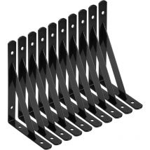 Wahaison - querre Étagère Murale - Supports Triangulaires en Acier, 10 Pcs, 150mm x 95mm, avec Vis et Ancres (Noir)