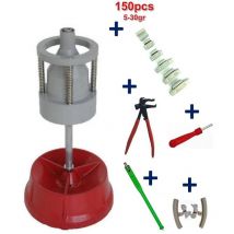 Equipement Express Sicoba - Equilibreuse de Roue Manuelle + 150 Masses à Frapper 5-30gr+ Tire Valve + Démonte Obus + Pince + 2 Protèges Jante