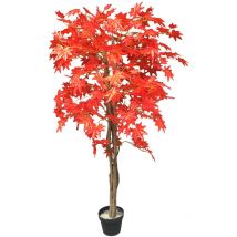 Decovego - Erable Plante Arbre Artificielle Artificiel Plastique 150cm avec Bois Véritable Domaine Interne Feuilles Rouges