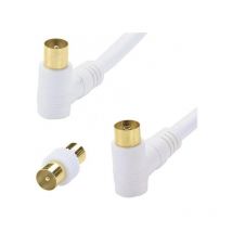 Vidéo: Cordon tv Hertzien non filtré 9,52 mm mâle/femelle coudés 90° + adaptateur mâle/mâle - 2m - Erard