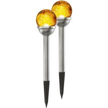 Trading Solarpoller-Set Roma, 2 Stück, led, Bernsteinfarben, Dämmerungssensor, Außenbereich, 26,5 cm - Star