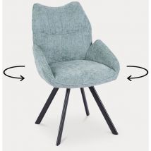 Mobilier Deco - erelle - Chaise pivotante en tissu vert d'eau pieds métal noir