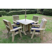 Churnet Valley - Ergo Wooden Garden 4 Seat Table Set 4 Xc