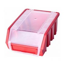 Ergo m+ Box Plastic Parts Storage Stacking With Cover 116x161x75mm - Colour Red - Pack of 5