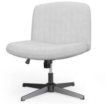 Rattantree - Ergonomic Cross Legged Office Chair Armless Wide Desk Chair with Mid Back Support Grey