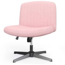 Rattantree - Ergonomic Cross Legged Office Chair Armless Wide Desk Chair with Mid Back Support Pink