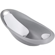 Keeeper - Ergonomische Badewanne mit weichen Griffen Sterne, anatomischer Sitz und Deckel, 0 bis 6 Monate, Natalia, Grau