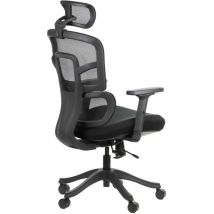 Ergonomischer Stuhl TREX BLACK – Hochdichter Schaumstoff – Atmungsaktives Netzgewebe – Lordosenstütze – Höhenverstellbar – 2D Armlehnen