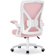 Ergonomischer Bürostuhl - Bürosessel mit klappbaren Armlehnen - 150 kg - Rosa