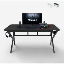 Ergonomischer Gaming 160x60cm-schreibtisch Carbon Mit Kabel Für Kopfhörer Und Getränkehalter Sportbot 160 - Schwarz