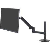 Support TV Ergotron – Aluminium noir mat – Ajustable jusqu'à 33 cm – Rotation 360° – Inclinaison 0 à 75° – Charge max 11,3 kg
