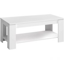 Couchtisch Chicago, Couchtisch mit anhebbarer Ablage, Couchtisch für das Wohnzimmer, cm 102x50h43/54, Mattweiß
