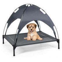 Erhohtes hundebett mit abnehmbarer uberdachung haustierbett 90 x 81 x 86 cm grau 88303048 88303048 88303048 88303048 88303048