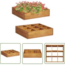 The Living Store Garten-Hochbeet für Kräuter Massivholz Akazie 60 x 60 x 15 cm - Kräuterhochbeet - Holzpflanze - Gartengeräte - Balkonpflanzen