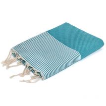 Ericieira xl - fouta nid d'abeille ericeira - rayure fine - 100X200 cm - Beach Towel - Vertturquoise - 100x200x1cm