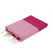 Ericieira xl - fouta nid d'abeille ericeira xl - rayure fine - 100X200 cm - Beach Towel - RoseFuschia - 100x200x1cm