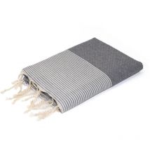 Ericieira xl - fouta nid d'abeille ericeira xl - rayure fine - 100X200 cm - Beach Towel - Grismoyen - 100x200x1cm